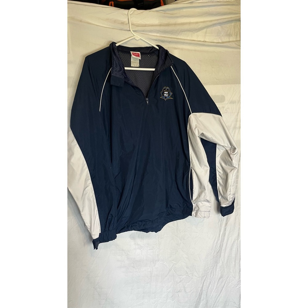 Rawlings ETSU Buccaneers Windbreaker Navy Blue‎ White Quarter Zip Mens XL